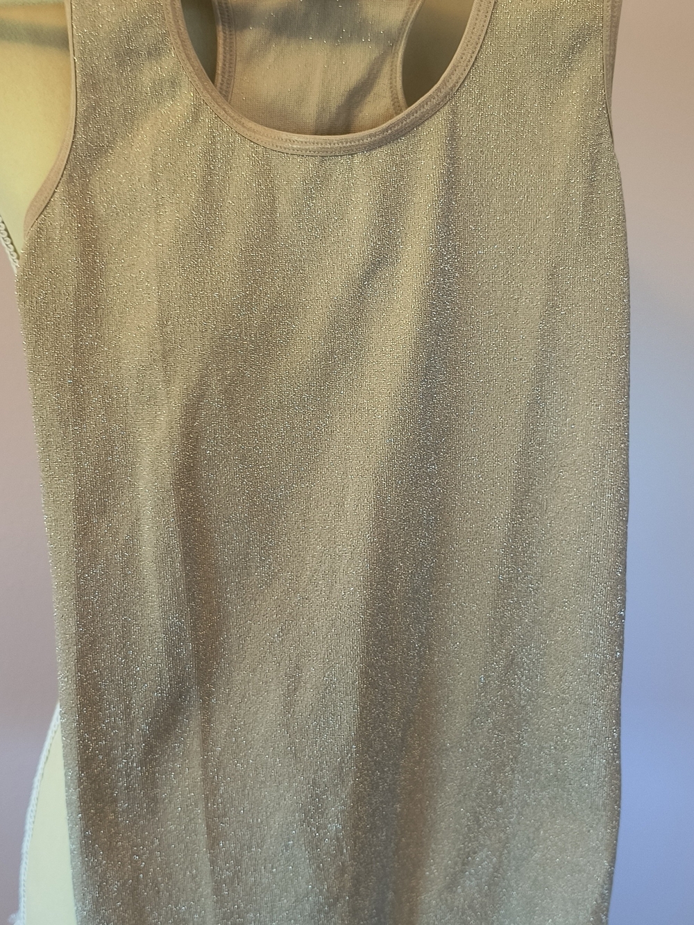 bebe Metallic Beige Scoop Neck Tank